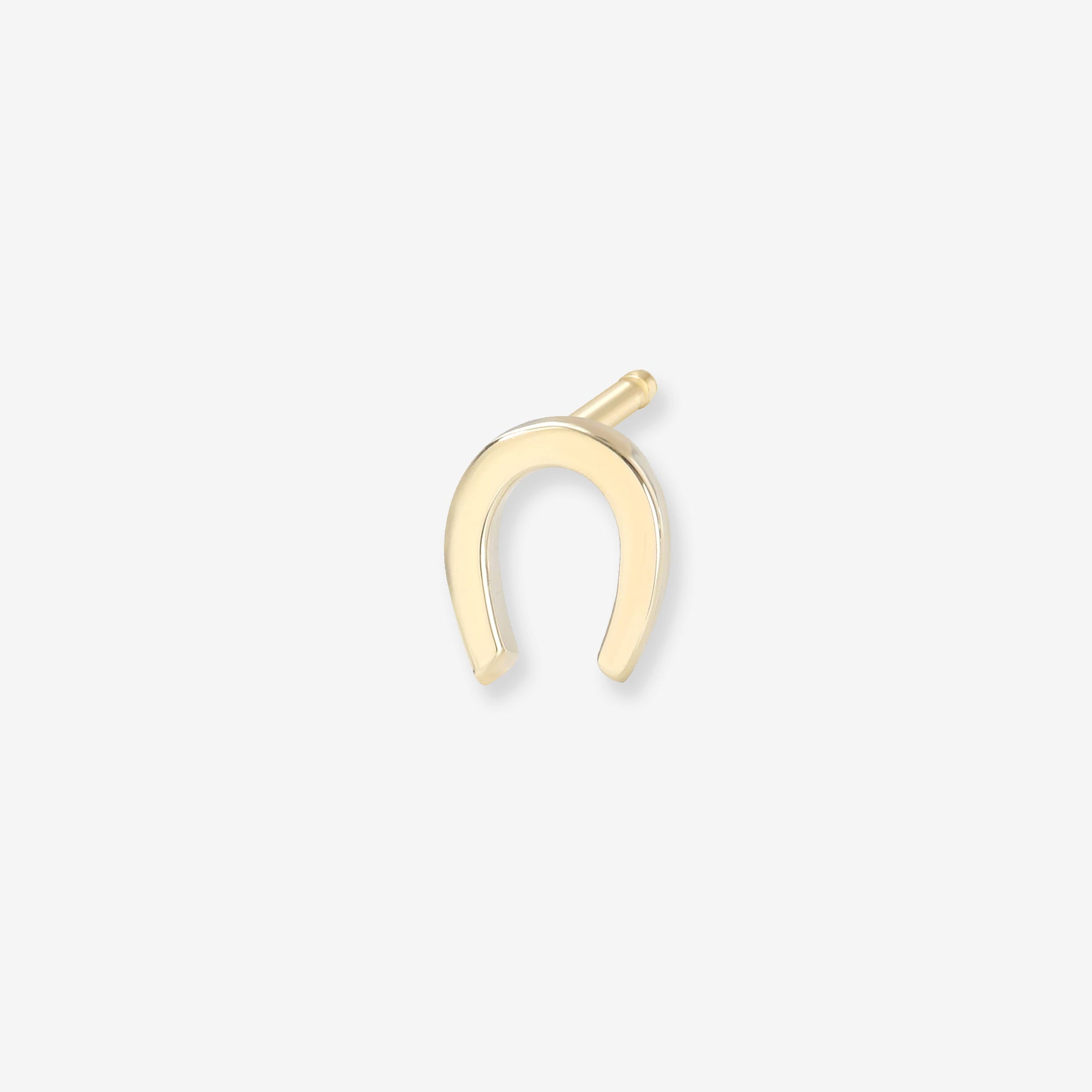 Arete de botón diminuto de herradura en oro de 14K, foto 1