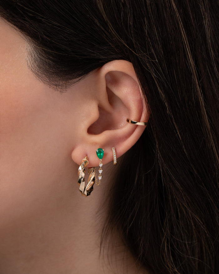 Aretes de aro con borde torcido en oro de 14K, foto 4
