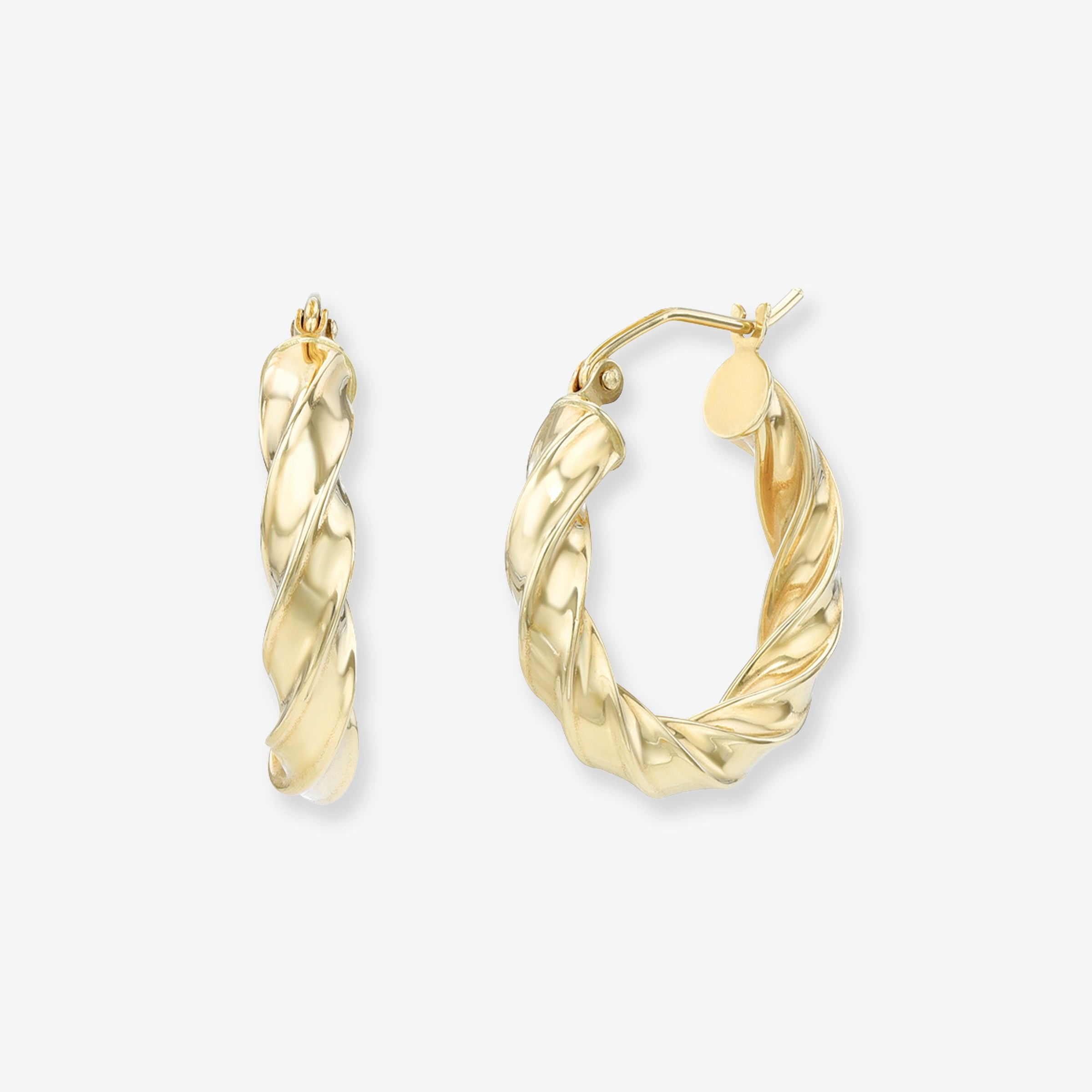 Aretes de aro con borde torcido en oro de 14K, foto 1