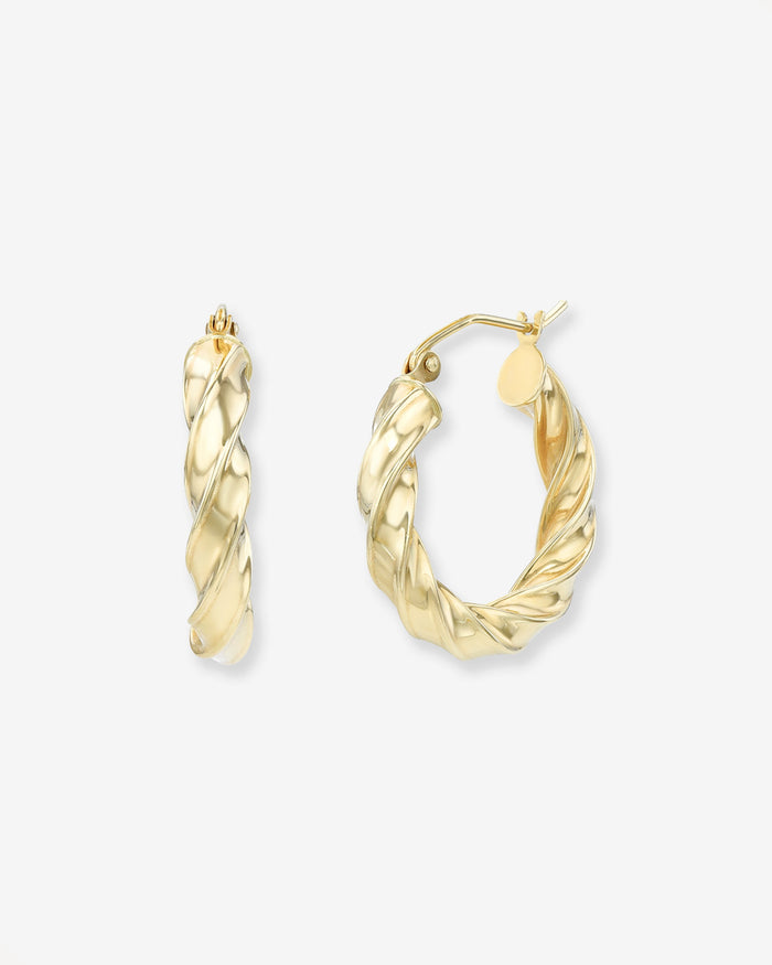 Aretes de aro con borde torcido en oro de 14K, foto 1