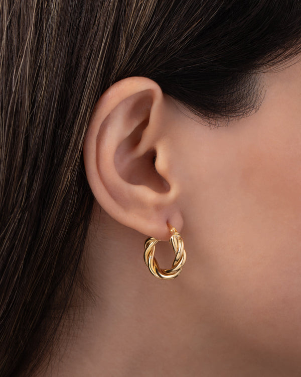 14K Gold Twisted Rope Hoop Earrings, photo 2