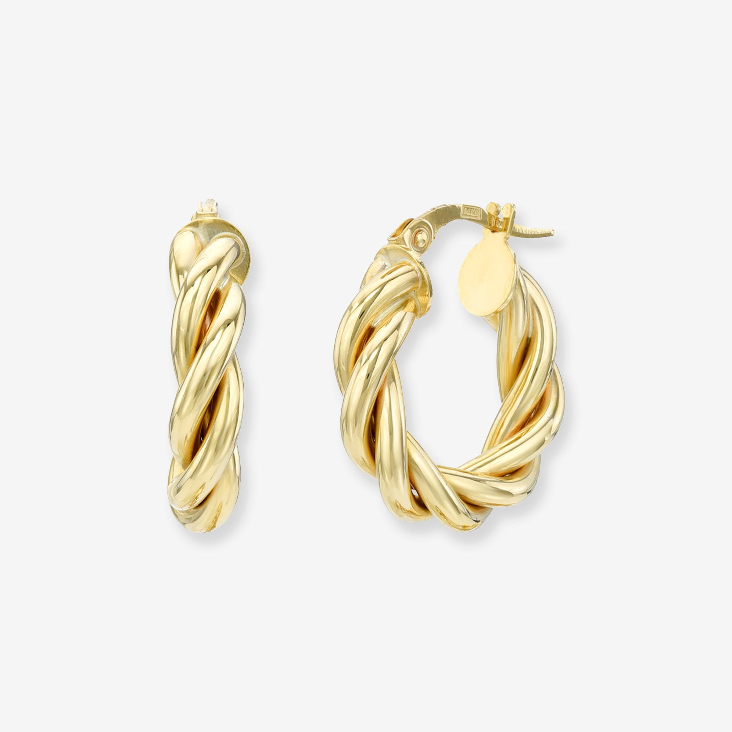 Aretes de aro de cordón torcido en oro de 14K, foto 1