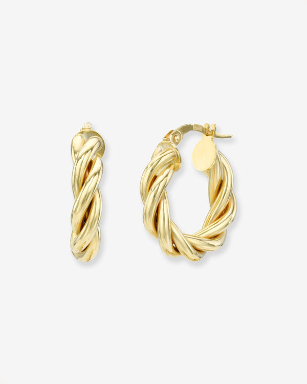 14K Gold Twisted Rope Hoop Earrings, photo 1