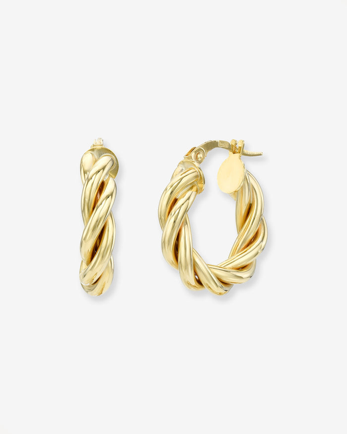 Aretes de aro de cordón torcido en oro de 14K, foto 1