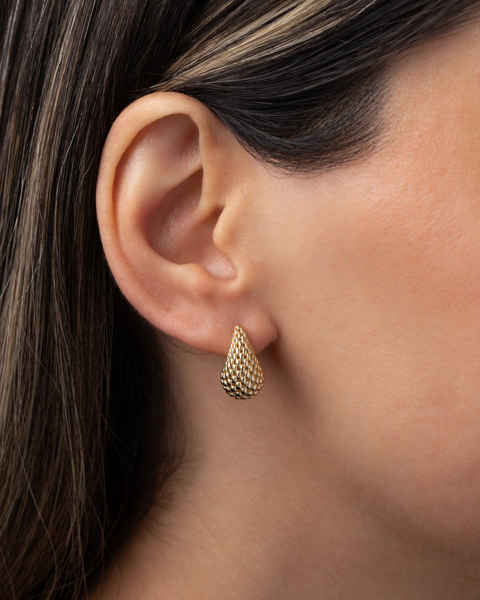 14K Gold Woven Teardrop Stud Earrings, photo 7