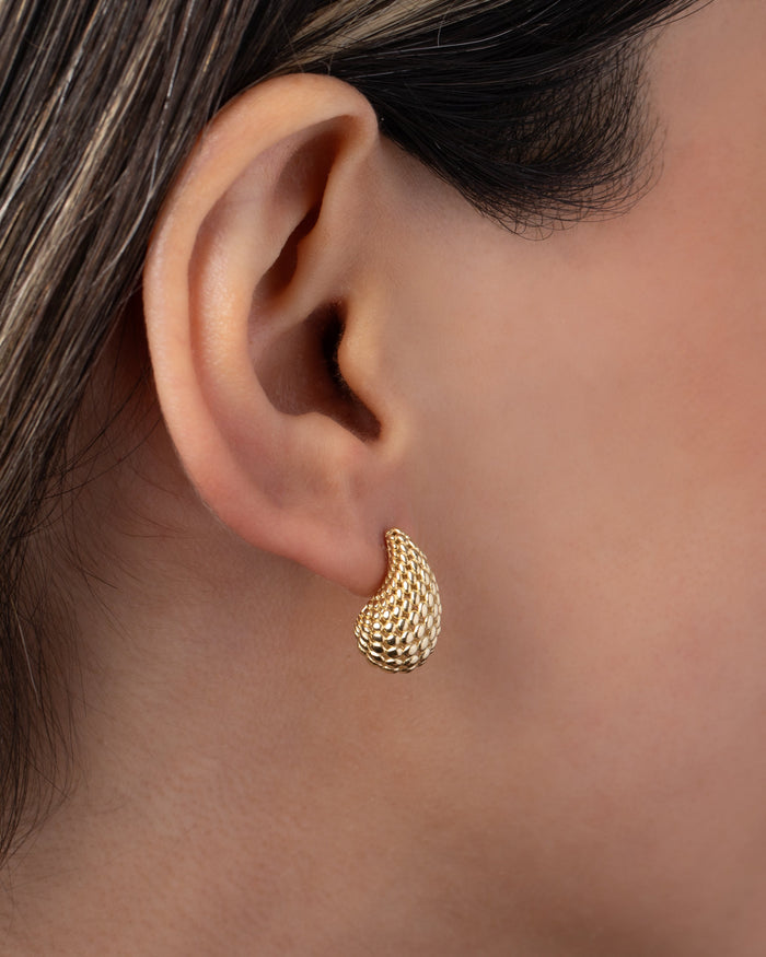 14K Gold Woven Teardrop Stud Earrings, photo 6