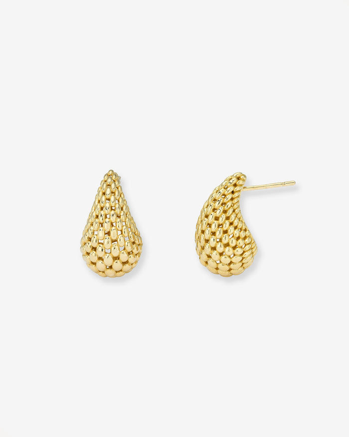 14K Gold Woven Teardrop Stud Earrings, photo 1