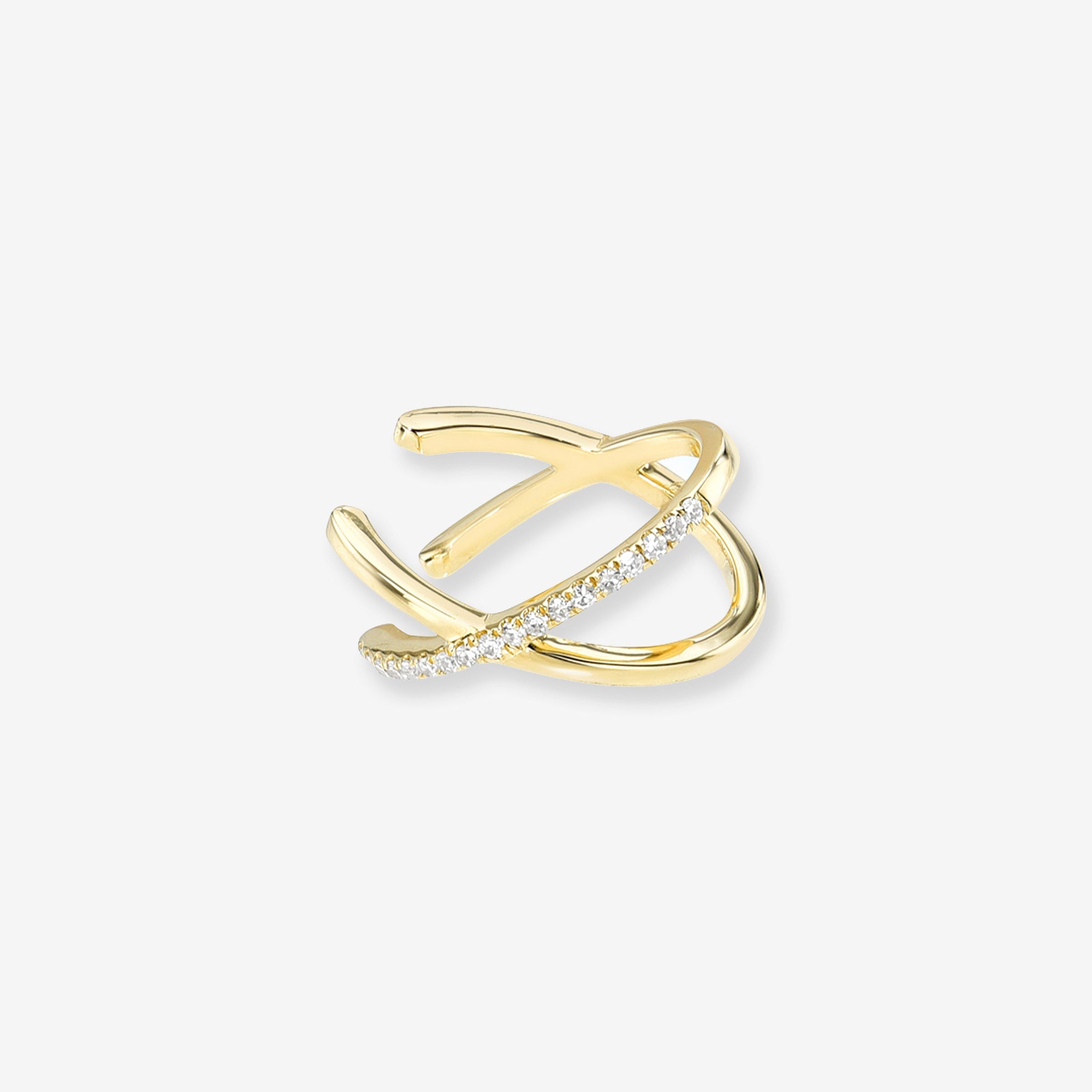 14K Gold and Diamond X Ear Cuff, photo 1