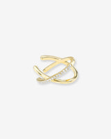 Ear cuff X de diamantes en oro de 14K