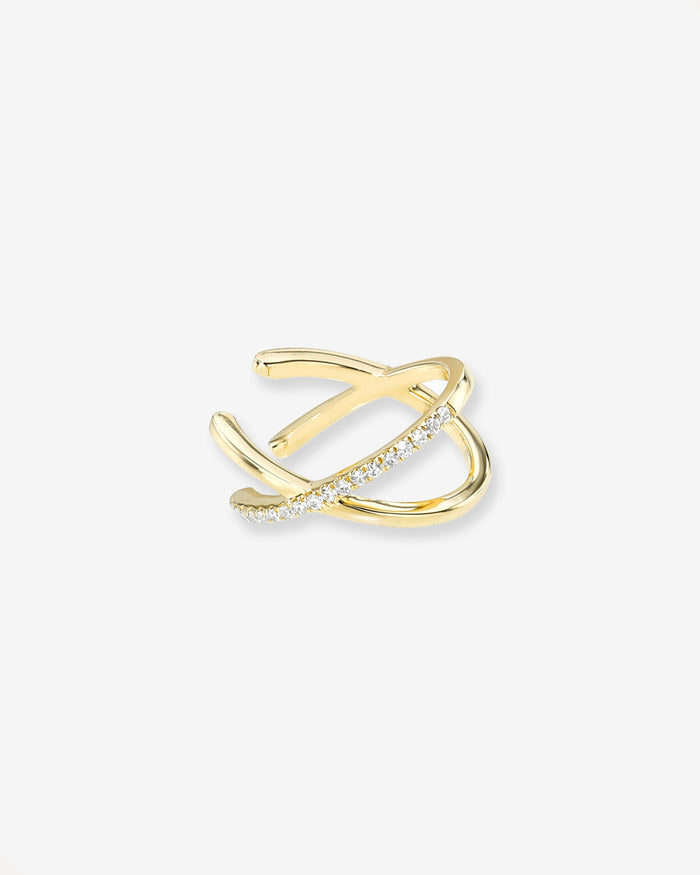 14K Gold and Diamond X Ear Cuff, photo 1