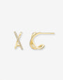 14K Gold Pave Diamond X Stud Earrings, photo 1