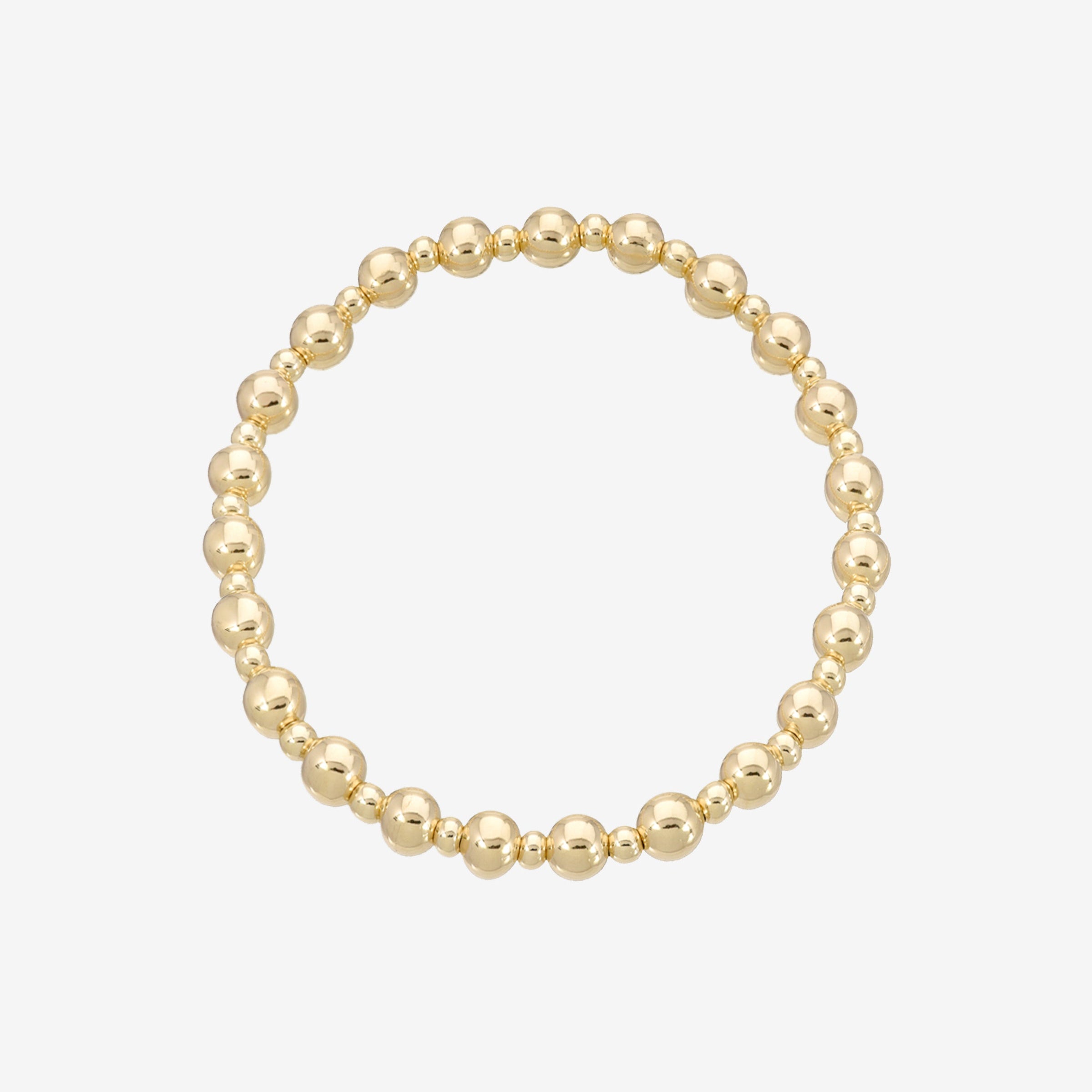 14K Gold 3mm and 5mm Bead Bracelet, photo 1