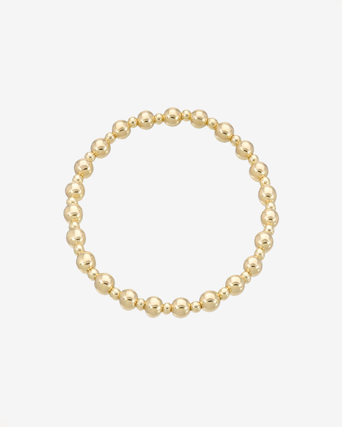 14K Gold 3mm and 5mm Bead Bracelet, photo 1