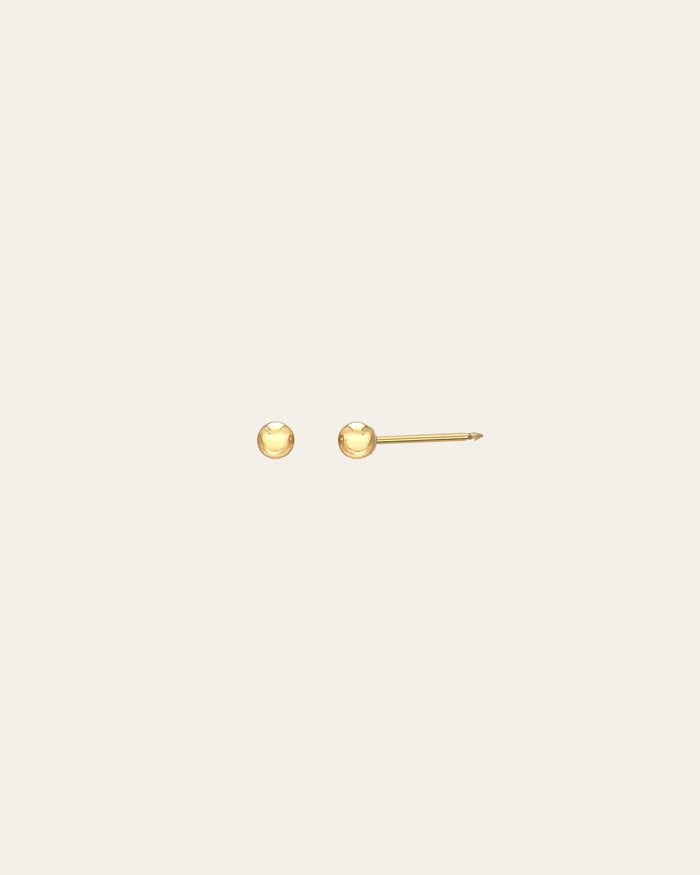 14K Gold Bead Stud Earring, photo 2