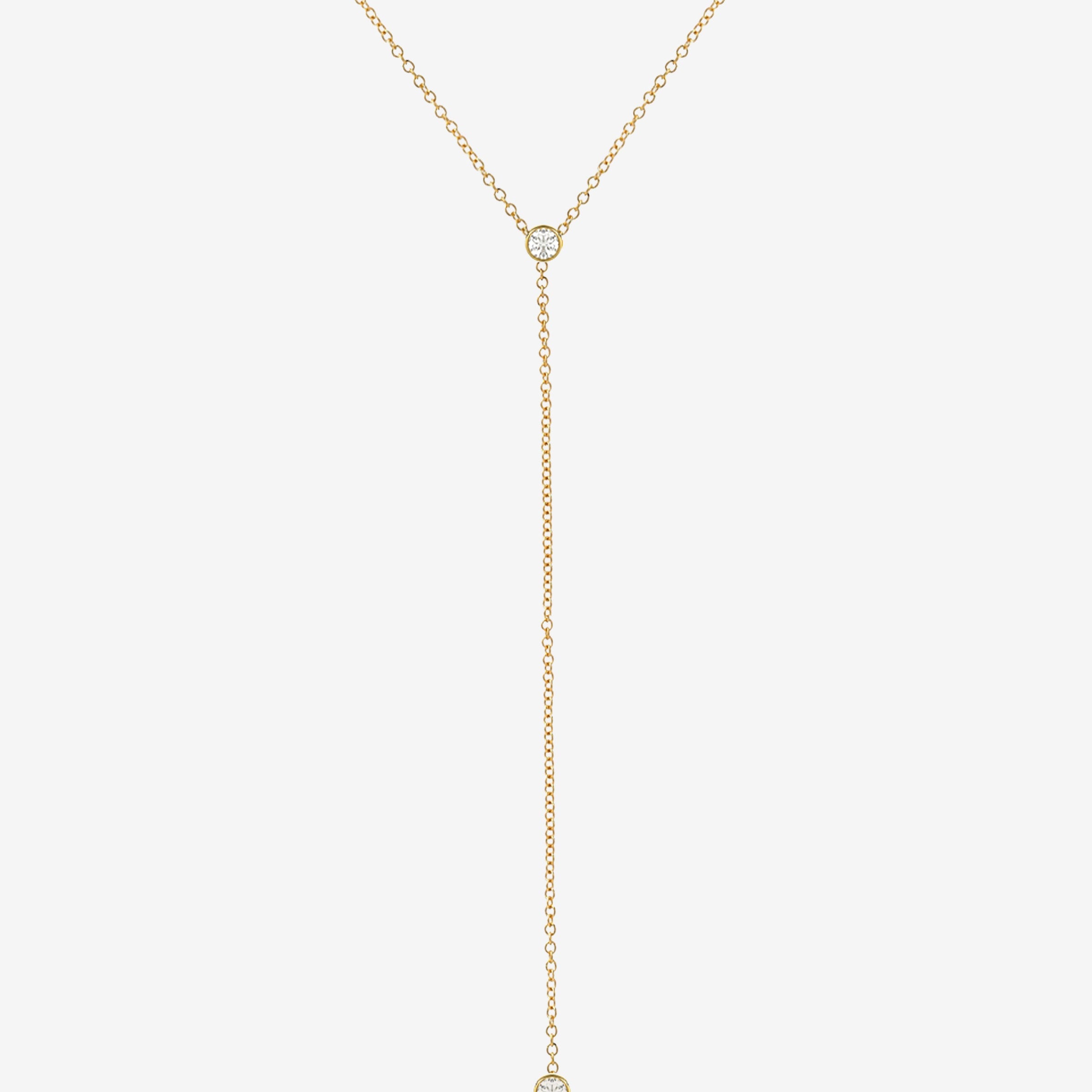 14K Gold Bezel Diamond Lariat Necklace, photo 1