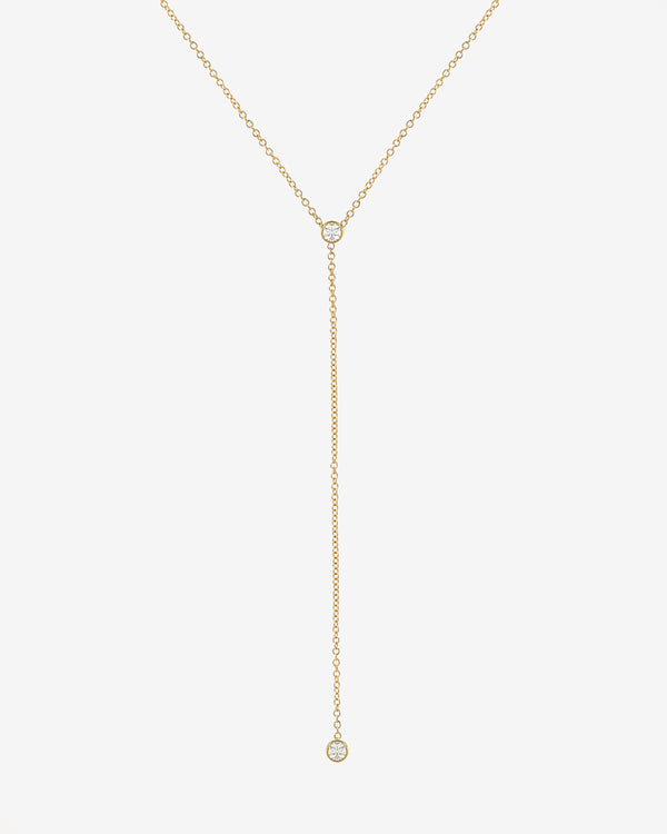 14K Gold Bezel Diamond Lariat Necklace, photo 1