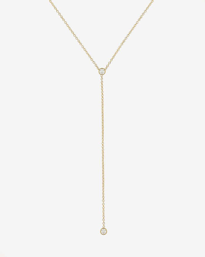 14K Gold Bezel Diamond Lariat Necklace, photo 1