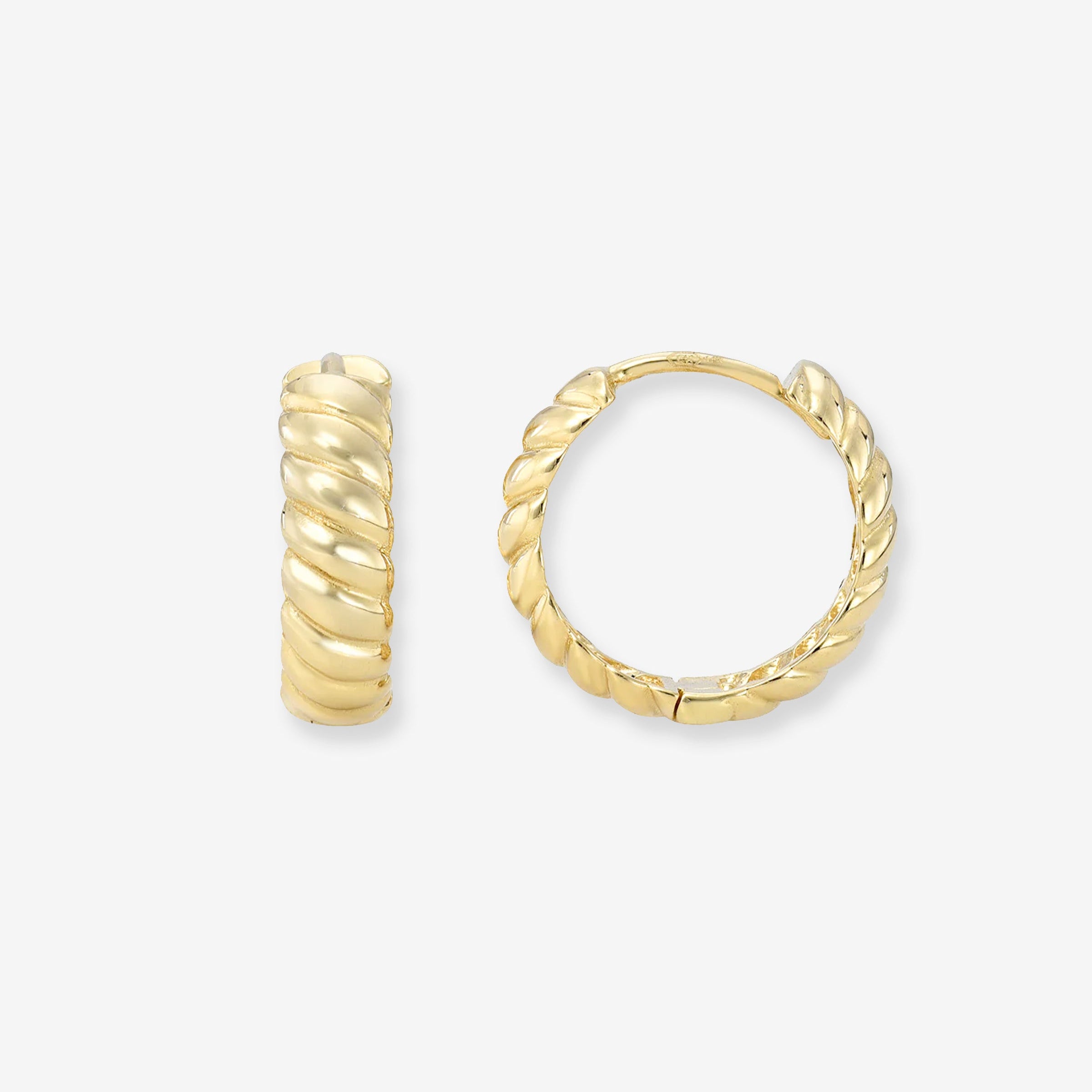 Aretes de aro huggie trenzados en oro de 14K, foto 1
