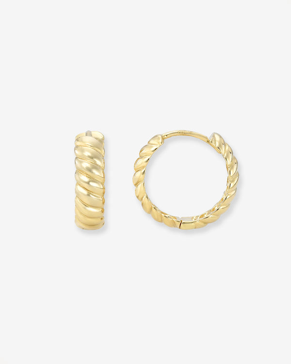14K Gold Braided Huggie Earrings, photo 1