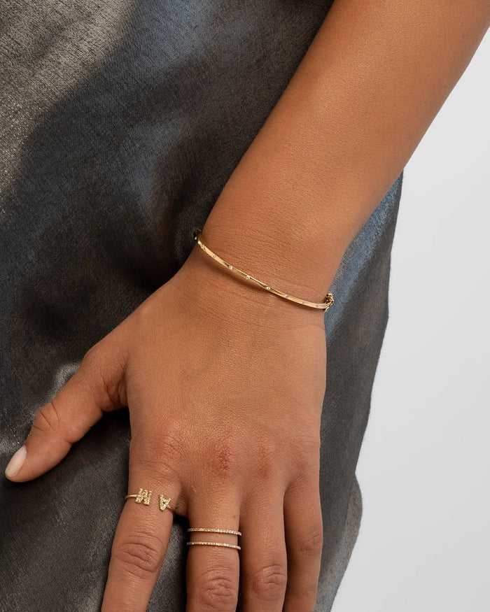 14K Gold Diamond Dot Bangle, photo 3