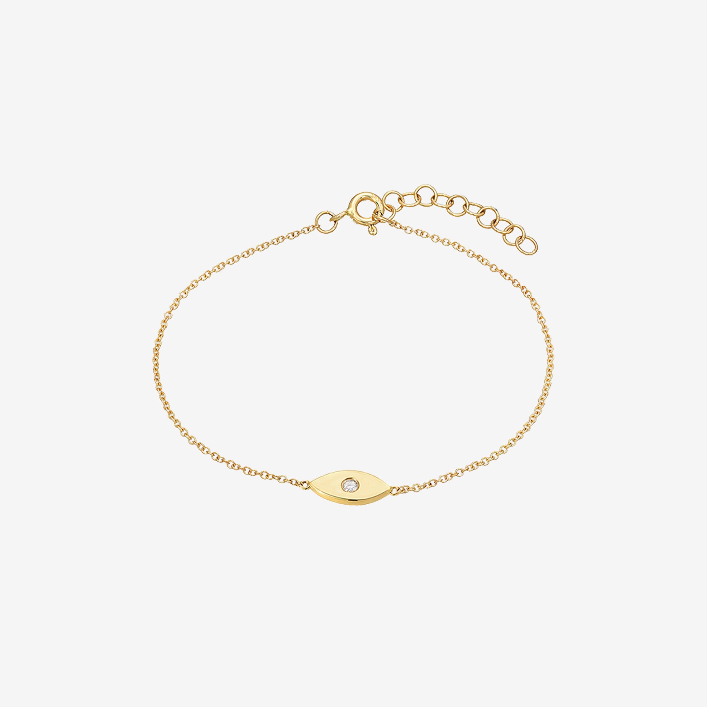 14K Gold Diamond Evil Eye Bracelet, photo 1