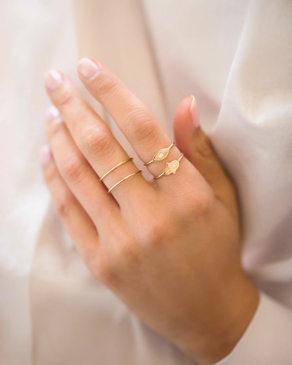 14K Gold Diamond Evil Eye Ring, photo 2