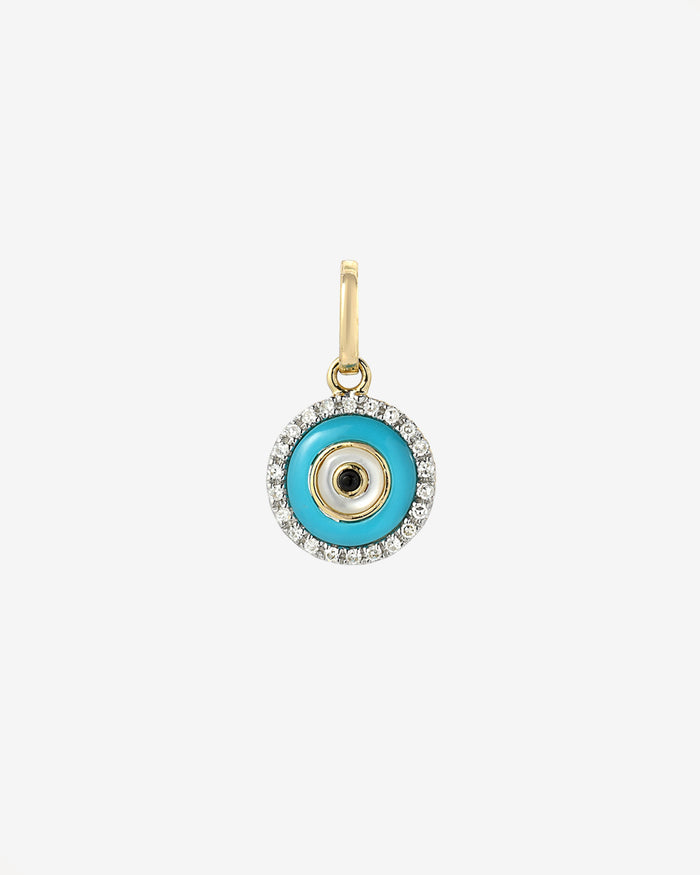 Dije de ojo turco con turquesa y diamantes en oro de 14K, foto 1