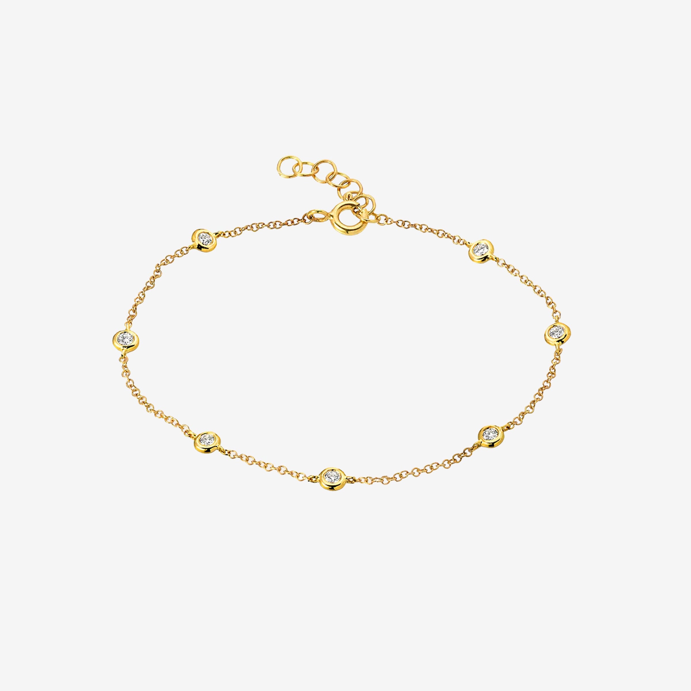 Pulsera de estaciones de diamantes en oro de 14K, foto 1