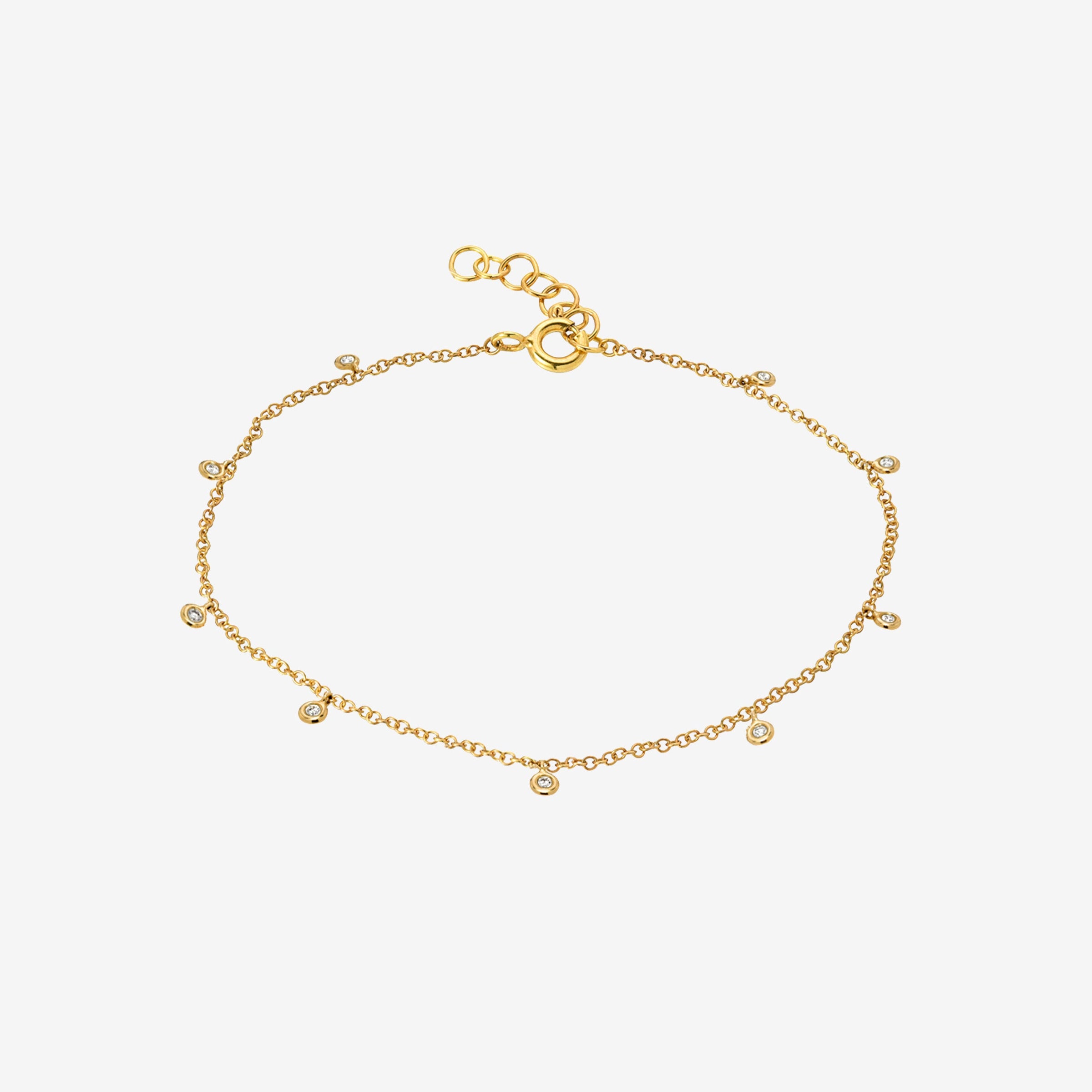 14K Gold Drop Bezel Diamond Anklet, photo 1