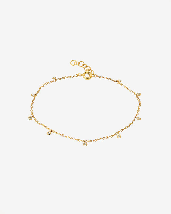 Tobillera con diamantes colgantes en bisel en oro de 14K, foto 1