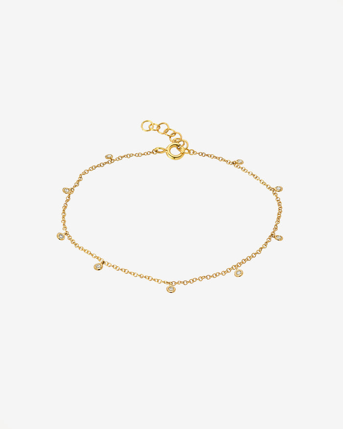 14K Gold Drop Bezel Diamond Anklet, photo 1