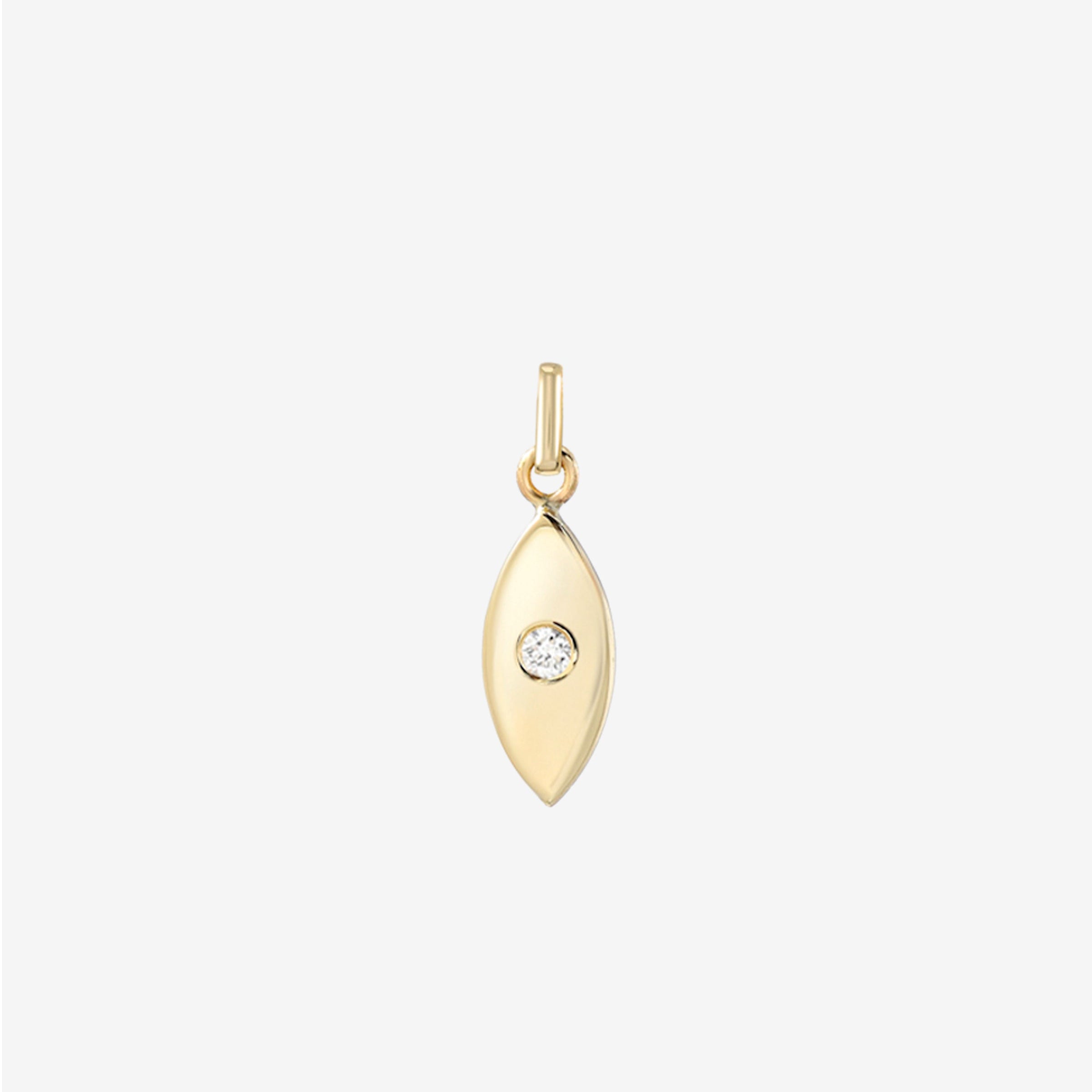 14K Gold Evil Eye with Tiny Diamond Pendant, photo 1