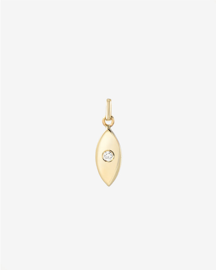 14K Gold Evil Eye with Tiny Diamond Pendant, photo 1