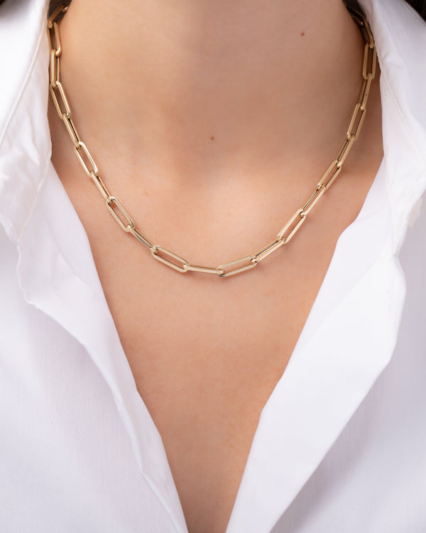 Collar de cadena Paper Clip extra grande en oro de 14K, foto 2