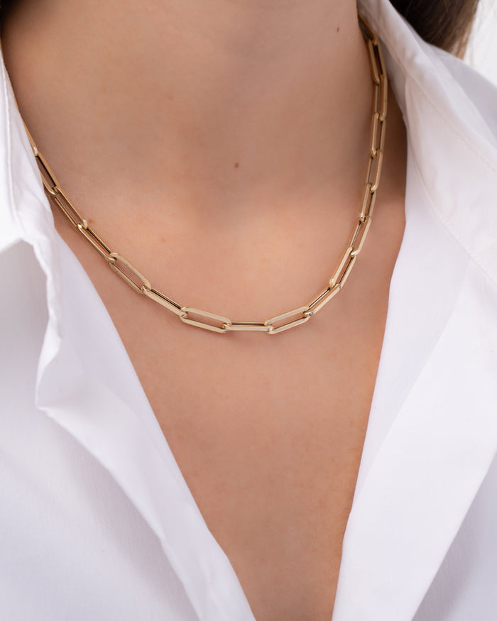 14K Gold Extra Large Paper Clip Chain Necklace, photo 3