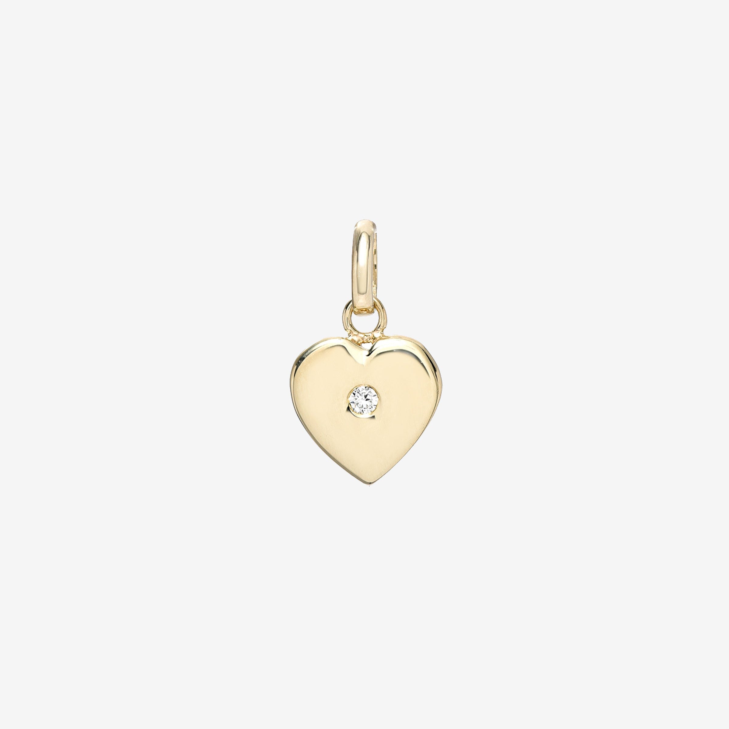 14K Gold Heart with Tiny Diamond Pendant, photo 1