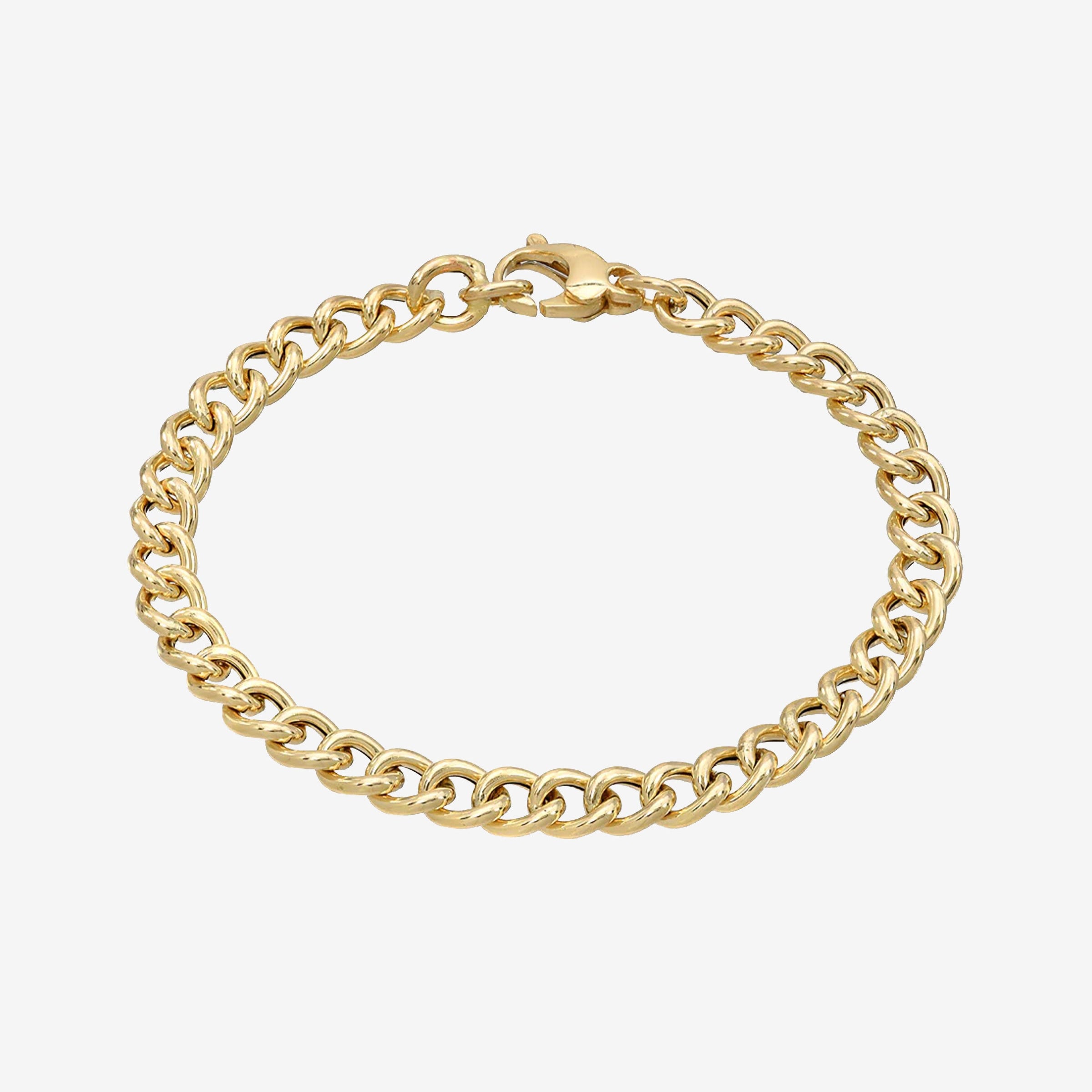 Pulsera de cadena barbada de eslabones grandes en oro de 14K, foto 1