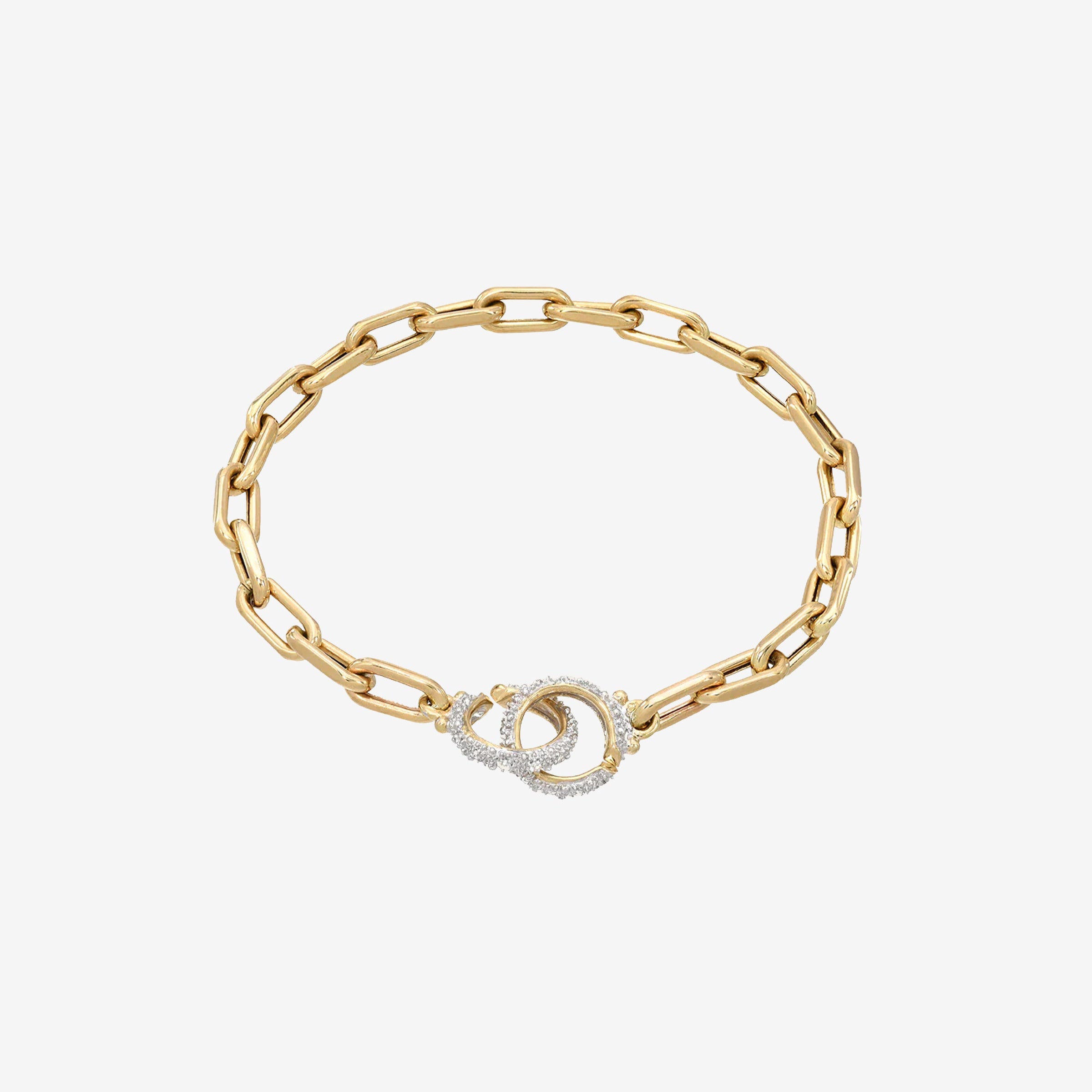 14K Gold Large Open Link Diamond Handcuff Bracelet, photo 1