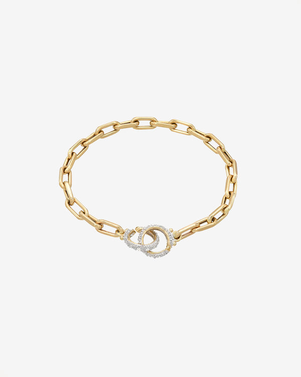 Pulsera de eslabón abierto grande con esposas de diamantes en oro de 14K, foto 1