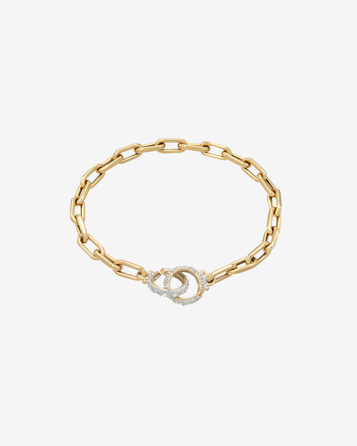 14K Gold Large Open Link Diamond Handcuff Bracelet, photo 1