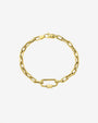 Pulsera de eslabones abiertos grandes con mosquetón en oro de 14K, foto 1