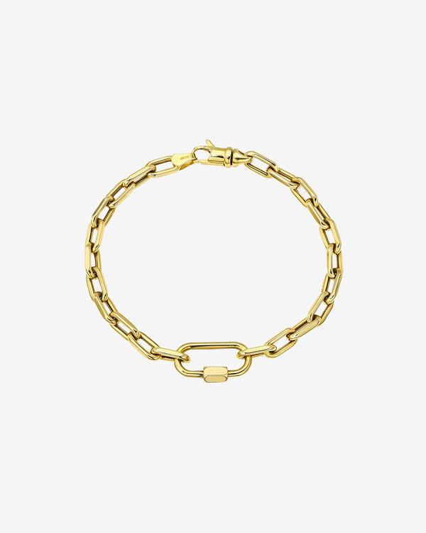 14K Gold Large Open Link Carabiner Bracelet, photo 1