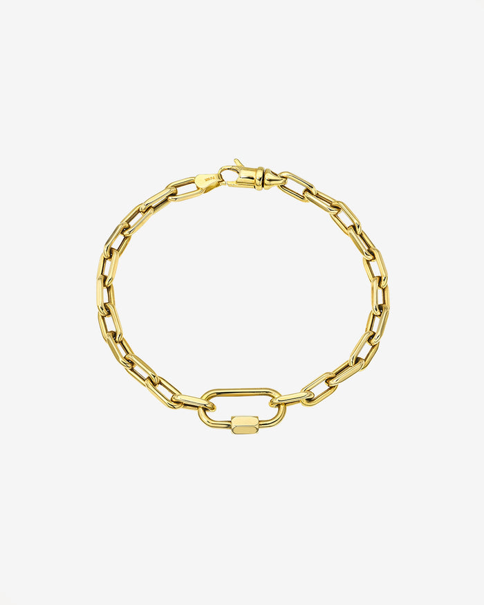 Pulsera de eslabones abiertos grandes con mosquetón en oro de 14K, foto 1