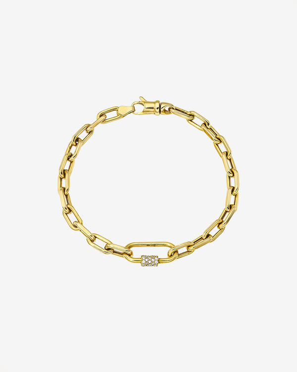 14K Gold Large Open Link Diamond Carabiner Bracelet, photo 1