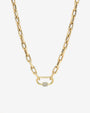 14K Gold Large Open Link Diamond Carabiner Necklace, photo 1