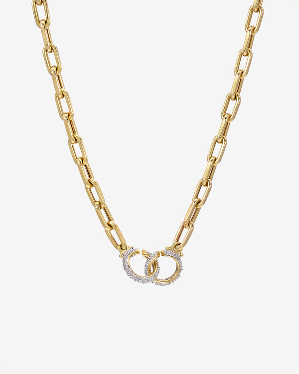 Collar de eslabones con esposas de diamantes en oro de 14K, foto 1
