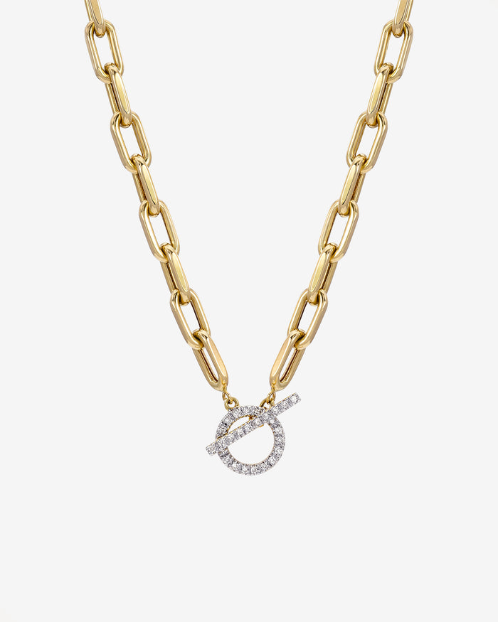 14K Gold Large Open Link Chain with Diamond Toggle Necklace, photo 1