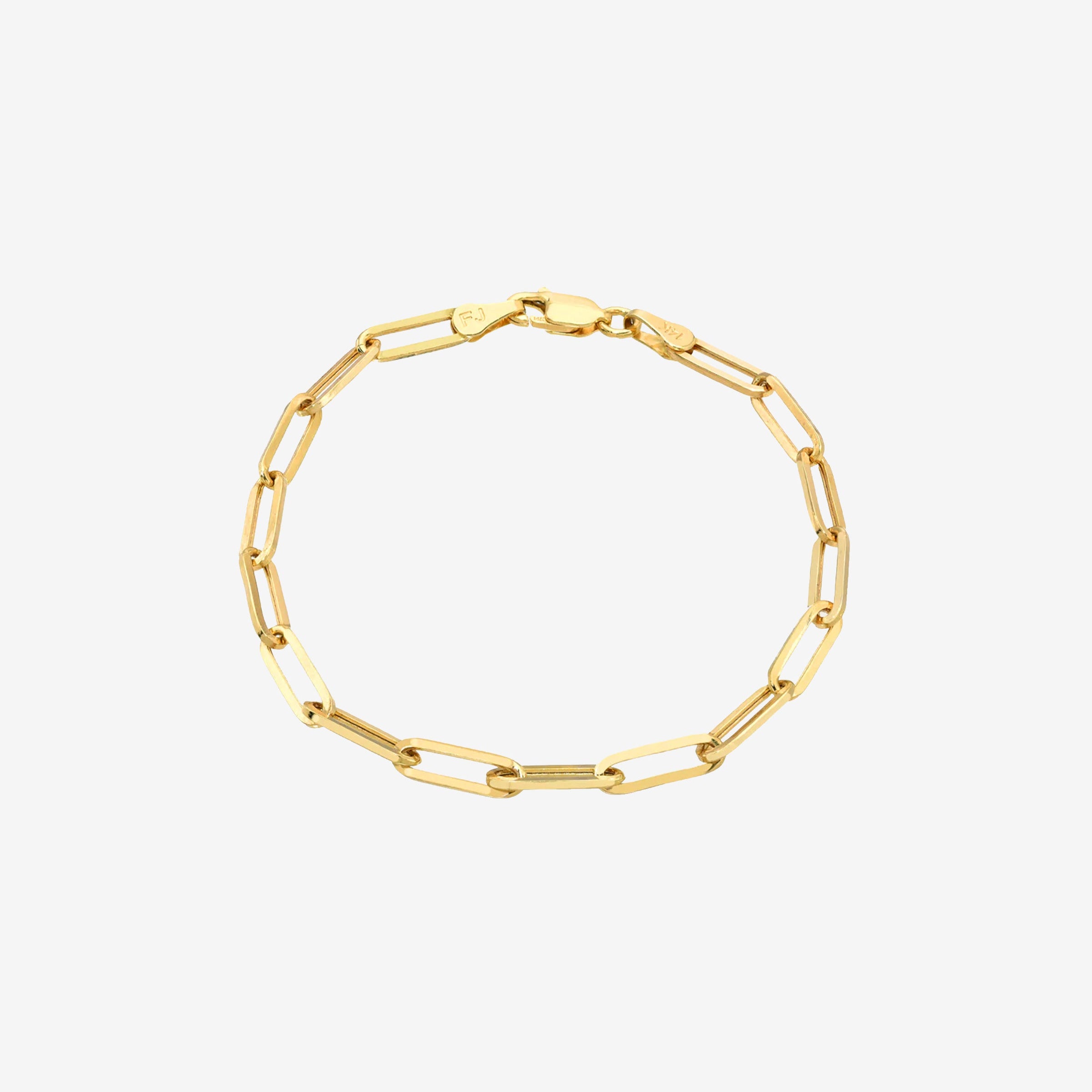 Pulsera de cadena Paper Clip grande en oro de 14K, foto 1