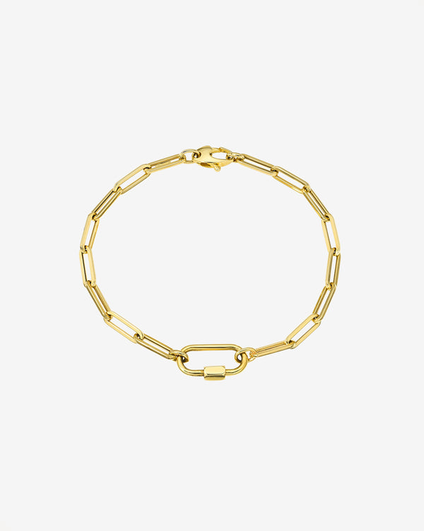 14K Gold Large Paper Clip Chain Carabiner Bracelet, photo 1