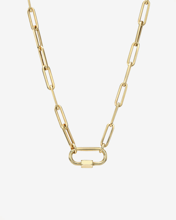 14K Gold Large Paper Clip Chain with Carabiner Necklace, photo 1